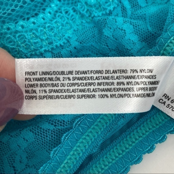 b.tempt'd by Wacoal Peacock Blue Lace Kiss Bandeau‎ Strapless Bra Women's XS NEW - Picture 9 of 10